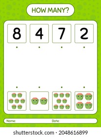 How many counting game with frankenstein. worksheet for preschool kids, kids activity sheet
