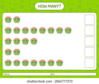 Wie viele zählen Spiel mit frankenstein. Arbeitsblatt für Vorschulkinder, Kinderaktivität