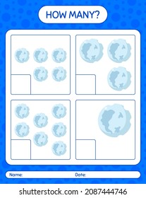 How many counting game with full moon. worksheet for preschool kids, kids activity sheet