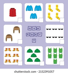 How many counting game with funny goats. Worksheet for preschool kids, kids activity sheet, printable worksheet