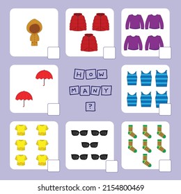 How many counting game with funny goats. Worksheet for preschool kids, kids activity sheet, printable worksheet