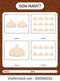 How many counting game with garlic. worksheet for preschool kids, kids activity sheet, printable worksheet