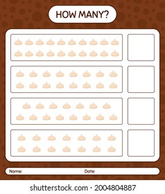 How many counting game with garlic. worksheet for preschool kids, kids activity sheet, printable worksheet