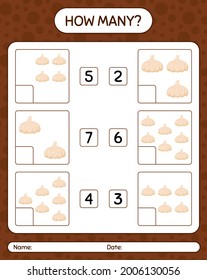 How many counting game with garlic. worksheet for preschool kids, kids activity sheet, printable worksheet
