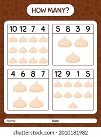 How many counting game with garlic. worksheet for preschool kids, kids activity sheet, printable worksheet
