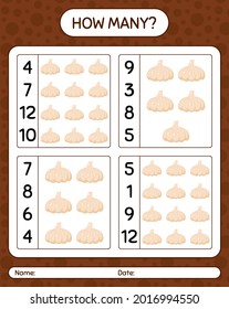 How many counting game with garlic. worksheet for preschool kids, kids activity sheet, printable worksheet