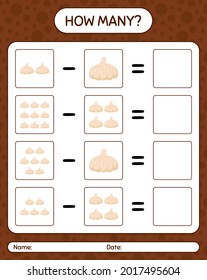How many counting game with garlic. worksheet for preschool kids, kids activity sheet, printable worksheet