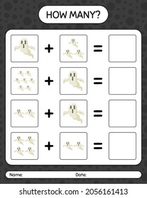 How many counting game with ghost. worksheet for preschool kids, kids activity sheet