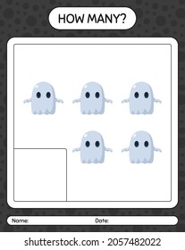 How many counting game with ghost. worksheet for preschool kids, kids activity sheet