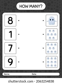 ¿Cuántos juegos de conteo con fantasmas? hoja de trabajo para niños de preescolar, hoja de actividades para niños