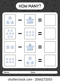 How many counting game with ghost. worksheet for preschool kids, kids activity sheet