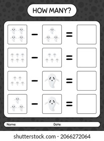 How many counting game with ghost. worksheet for preschool kids, kids activity sheet