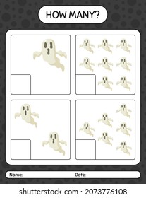 How many counting game with ghost. worksheet for preschool kids, kids activity sheet