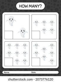 How many counting game with ghost. worksheet for preschool kids, kids activity sheet