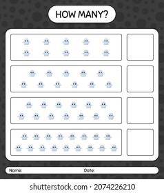 How many counting game with ghost. worksheet for preschool kids, kids activity sheet