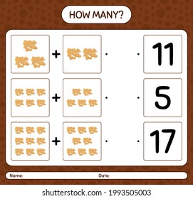 How many counting game with ginger. worksheet for preschool kids, kids activity sheet, printable worksheet