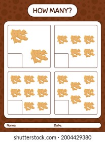 How many counting game with ginger. worksheet for preschool kids, kids activity sheet, printable worksheet