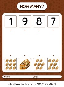 Wie viele zählen Spiel mit Lebkuchen Keks. Arbeitsblatt für Vorschulkinder, Kinderaktivität