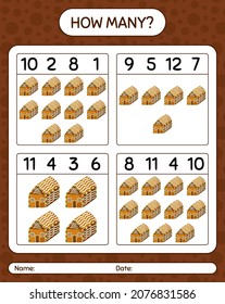 How many counting game with gingerbread cookie. worksheet for preschool kids, kids activity sheet