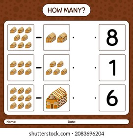 How many counting game with gingerbread cookie. worksheet for preschool kids, kids activity sheet