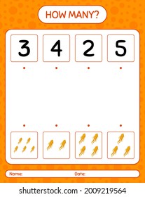 How many counting game with ginseng. worksheet for preschool kids, kids activity sheet, printable worksheet