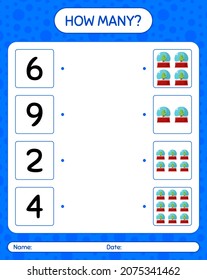 How many counting game with glass snow ball. worksheet for preschool kids, kids activity sheet