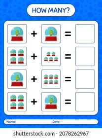How many counting game with glass snow ball. worksheet for preschool kids, kids activity sheet