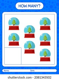 How many counting game with glass snow ball. worksheet for preschool kids, kids activity sheet
