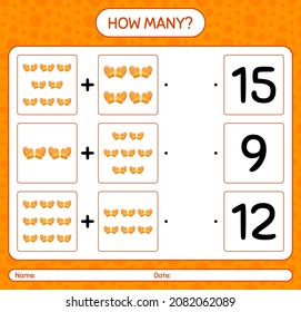 How many counting game with glove. worksheet for preschool kids, kids activity sheet
