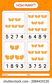 How many counting game with glove. worksheet for preschool kids, kids activity sheet