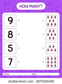 How many counting game with gnome. worksheet for preschool kids, kids activity sheet