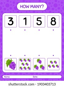 How many counting game with grape. worksheet for preschool kids, kids activity sheet, printable worksheet

