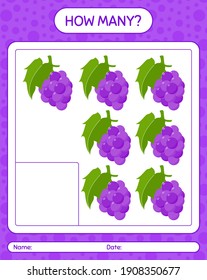 How many counting game with grape. worksheet for preschool kids, kids activity sheet, printable worksheet