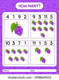 How many counting game with grape. worksheet for preschool kids, kids activity sheet, printable worksheet