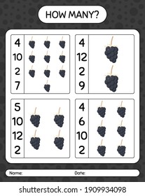 How many counting game with grape. worksheet for preschool kids, kids activity sheet, printable worksheet