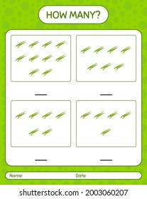 How many counting game with green bean. worksheet for preschool kids, kids activity sheet, printable worksheet