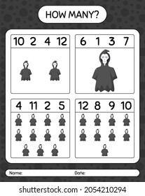 How many counting game with grim reaper. worksheet for preschool kids, kids activity sheet