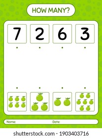 How many counting game with guava. worksheet for preschool kids, kids activity sheet, printable worksheet
