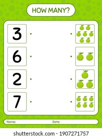 How many counting game with guava. worksheet for preschool kids, kids activity sheet, printable worksheet