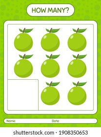 Cuántos de los que cuentan con guayaba. hoja de trabajo para niños de preescolar, hoja de actividades para niños, hoja de trabajo imprimible