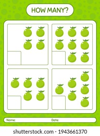 How many counting game with guava worksheet for preschool kids, kids activity sheet, printable worksheet