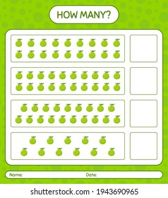 How many counting game with guava worksheet for preschool kids, kids activity sheet, printable worksheet