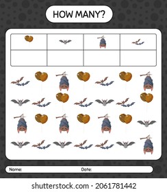 How many counting game with halloween icon. worksheet for preschool kids, kids activity sheet