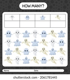 How many counting game with halloween icon. worksheet for preschool kids, kids activity sheet