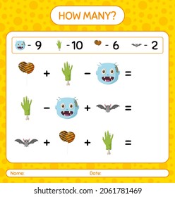 ¿Cuántos de los juegos de conteo con el ícono de Halloween? hoja de trabajo para niños de preescolar, hoja de actividades para niños