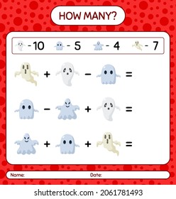 How many counting game with halloween icon. worksheet for preschool kids, kids activity sheet