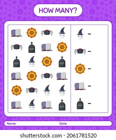 ¿Cuántos de los juegos de conteo con el ícono de Halloween? hoja de trabajo para niños de preescolar, hoja de actividades para niños