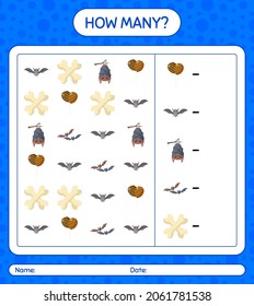 How many counting game with halloween icon. worksheet for preschool kids, kids activity sheet
