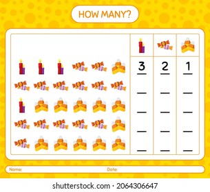 How many counting game with halloween icon. worksheet for preschool kids, kids activity sheet