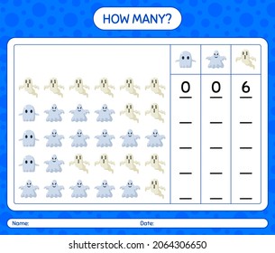 How many counting game with halloween icon. worksheet for preschool kids, kids activity sheet